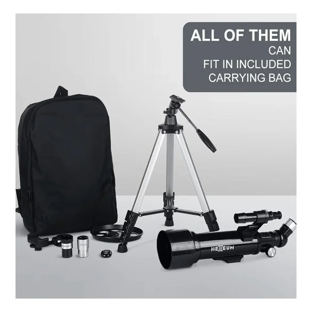 HEXEUM 70mm Astronomical Telescope Refractor Altazimuth Tripod Phone Mount